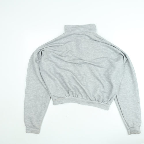 Boohoo Women Grey Small Half Zip High Neck Sweatshirt