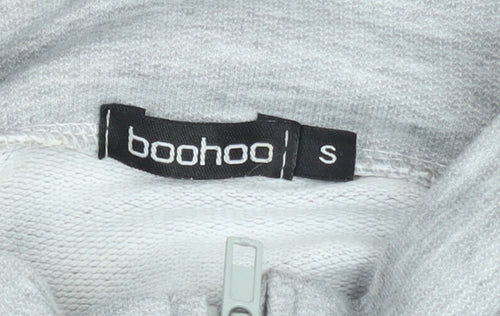 Boohoo Women Grey Small Half Zip High Neck Sweatshirt