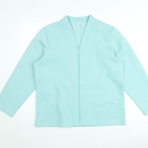 Women's Blue Quilted Full Zip Jacket Size 12 Cotton Blend
