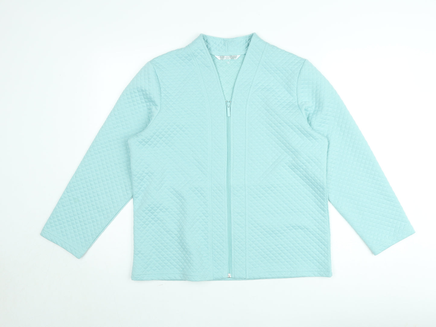 Women's Blue Quilted Full Zip Jacket Size 12 Cotton Blend