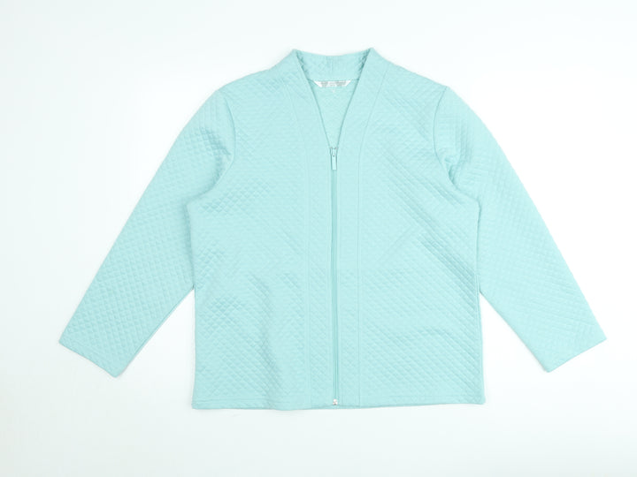 Women's Blue Quilted Full Zip Jacket Size 12 Cotton Blend
