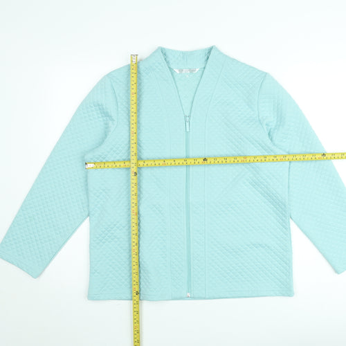 Women's Blue Quilted Full Zip Jacket Size 12 Cotton Blend