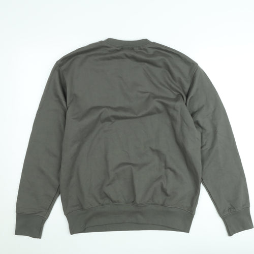 MODE-LL Men's Green Embroidered Fish Crew Neck Sweatshirt Size S