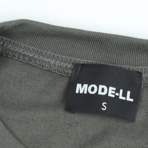 MODE-LL Men's Green Embroidered Fish Crew Neck Sweatshirt Size S