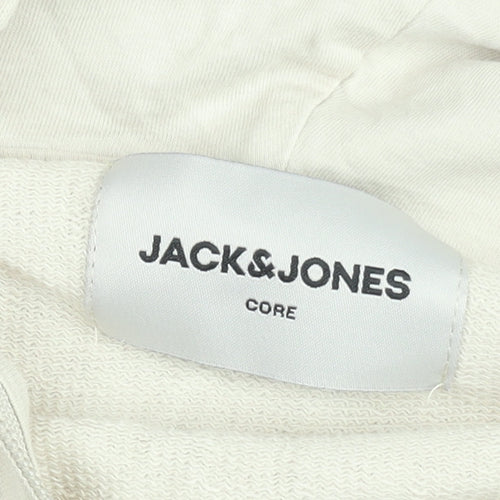 Jack & Jones Men Beige Full Zip Hoodie M Regular Fit