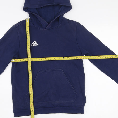 Adidas Boys Navy Blue Pullover Hoodie Size 12 Years Fleece Sweatshirt
