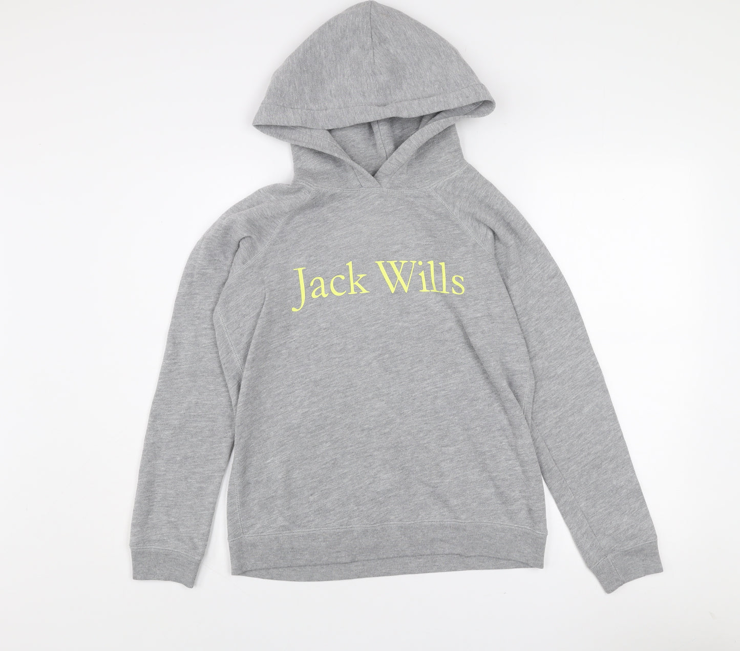 Jack Wills Girls Grey Pullover Hoodie Size 10 Years Logo Fleece Sweatshirt