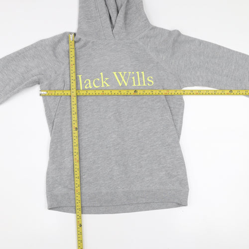 Jack Wills Girls Grey Pullover Hoodie Size 10 Years Logo Fleece Sweatshirt
