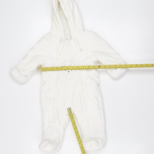 Marks and Spencer Unisex Ivory Fleece Hooded Bear Coverall 3-6 Months