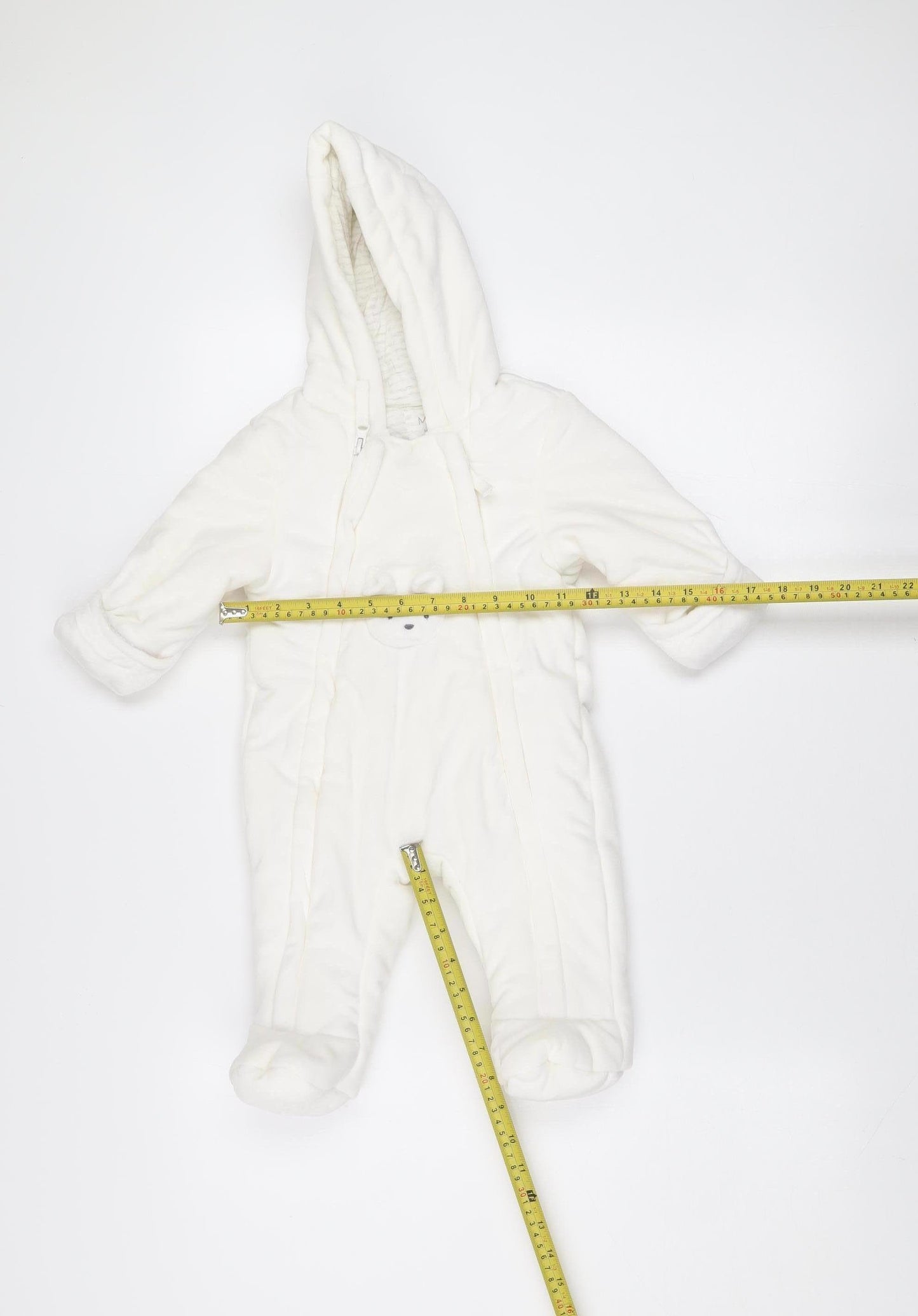 Marks and Spencer Unisex Ivory Fleece Hooded Bear Coverall 3-6 Months