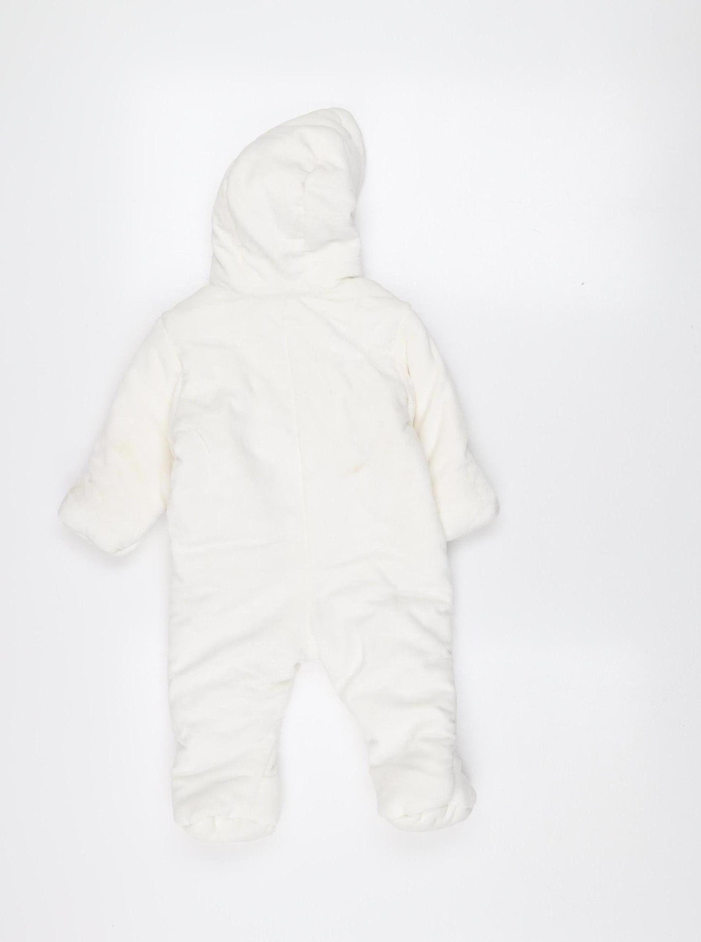 Marks and Spencer Unisex Ivory Fleece Hooded Bear Coverall 3-6 Months