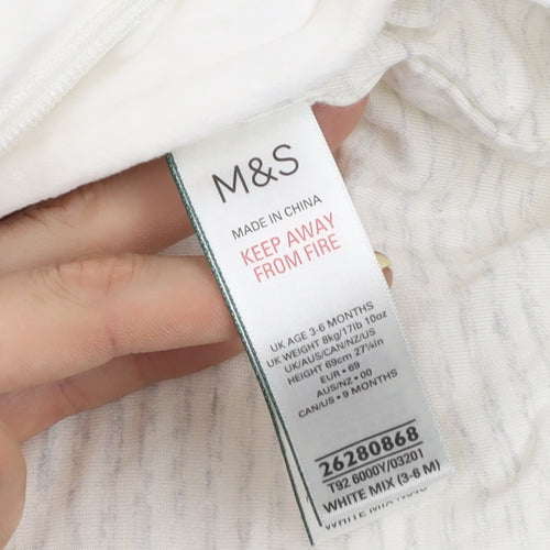 Marks and Spencer Unisex Ivory Fleece Hooded Bear Coverall 3-6 Months