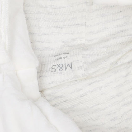 Marks and Spencer Unisex Ivory Fleece Hooded Bear Coverall 3-6 Months