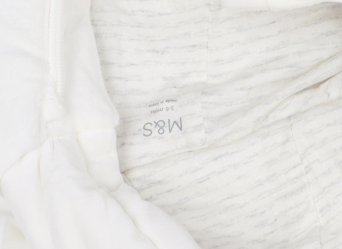 Marks and Spencer Unisex Ivory Fleece Hooded Bear Coverall 3-6 Months