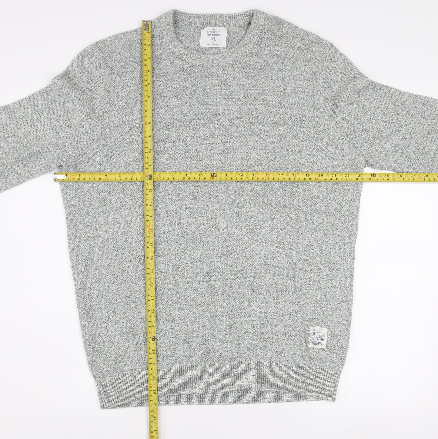 Springfield Men’s Grey Cotton Blend Crew Neck Jumper XL