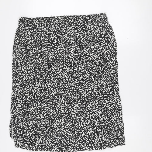 Marks and Spencer Women’s Black Geometric Linen Blend Knee Length Skirt Size 16