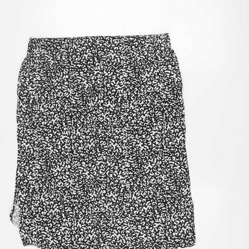 Marks and Spencer Women’s Black Geometric Linen Blend Knee Length Skirt Size 16