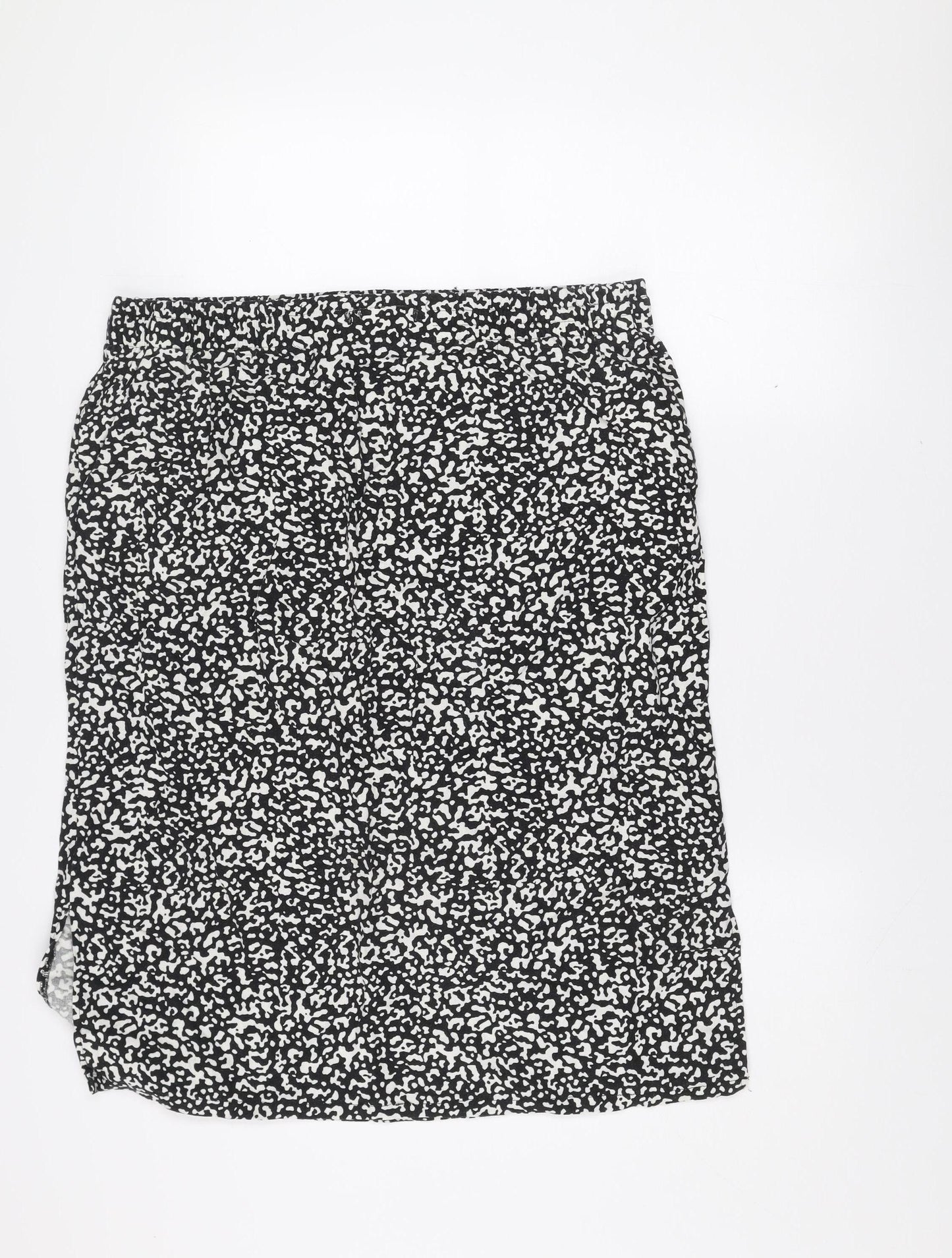 Marks and Spencer Women’s Black Geometric Linen Blend Knee Length Skirt Size 16