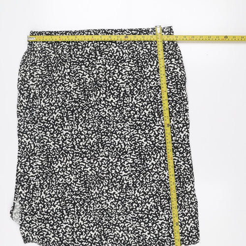 Marks and Spencer Women’s Black Geometric Linen Blend Knee Length Skirt Size 16