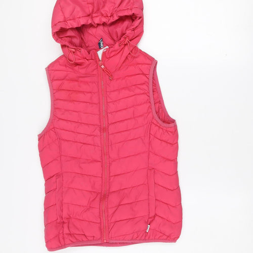 ONLY Women's Pink XS Hooded Quilted Puffer Waistcoat