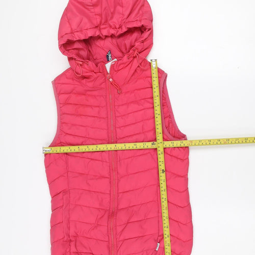 ONLY Women's Pink XS Hooded Quilted Puffer Waistcoat