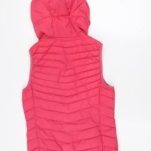 ONLY Women's Pink XS Hooded Quilted Puffer Waistcoat