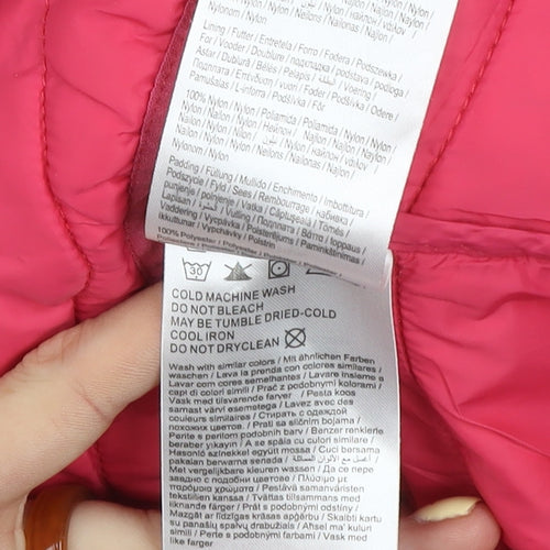 ONLY Women's Pink XS Hooded Quilted Puffer Waistcoat