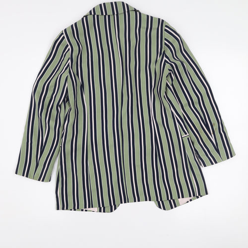 ONLY Women Green Striped Long Blazer Jacket Size 8