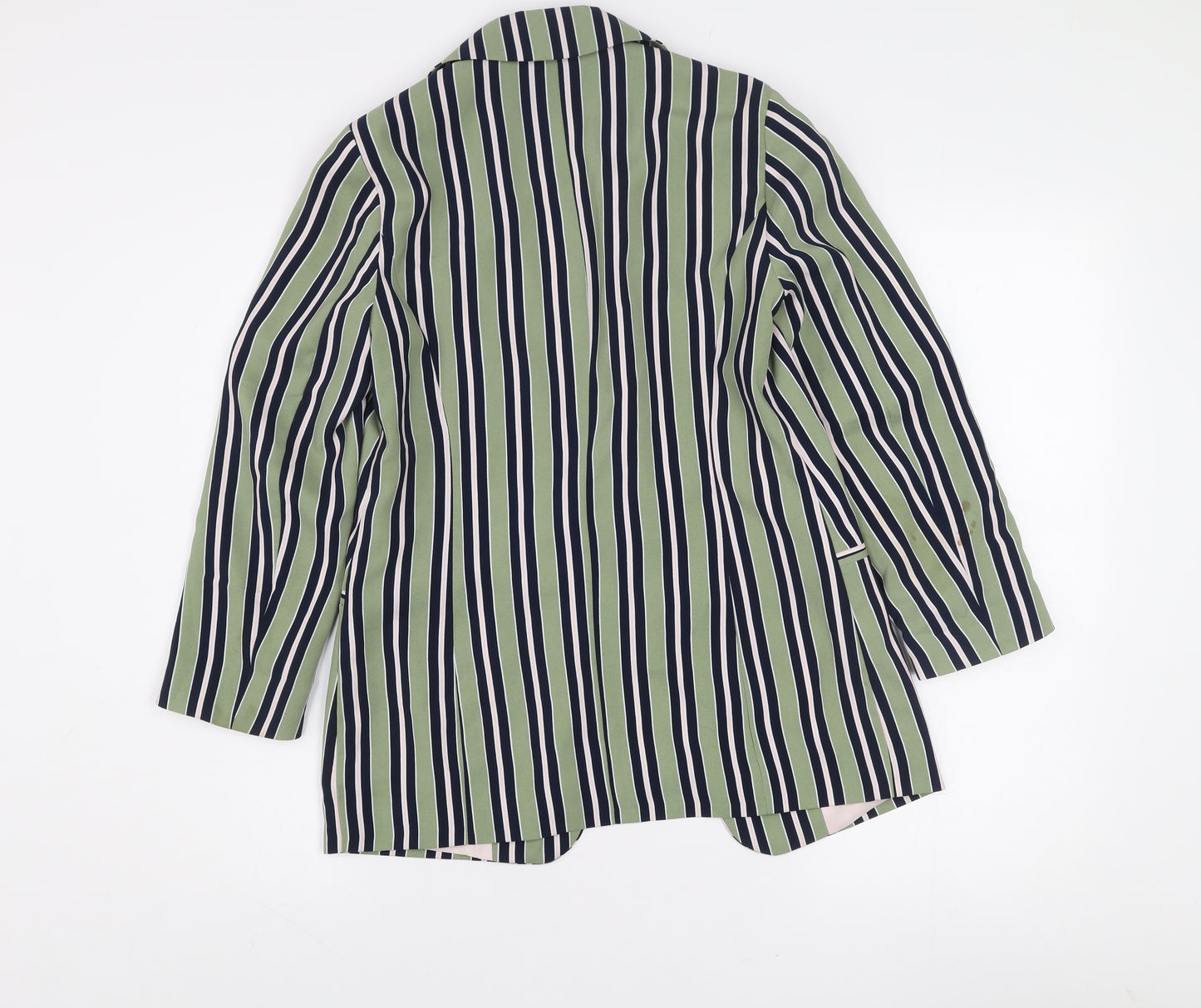 ONLY Women Green Striped Long Blazer Jacket Size 8