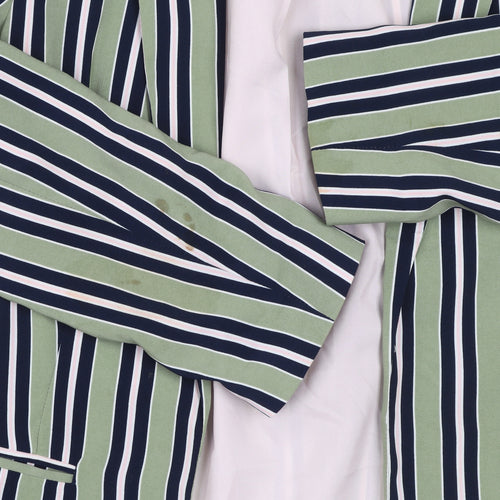 ONLY Women Green Striped Long Blazer Jacket Size 8