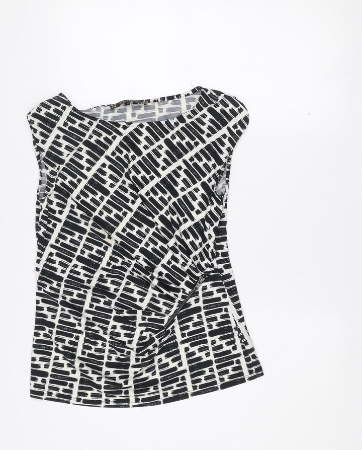 Principles by Ben de Lisi Womens Black Geometric Wrap Blouse Size 14