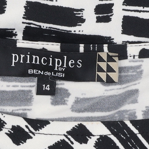 Principles by Ben de Lisi Womens Black Geometric Wrap Blouse Size 14