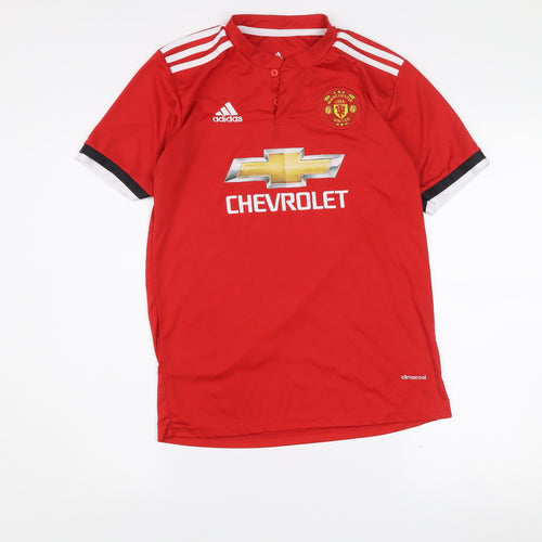 Adidas Mens Red Manchester United Football Jersey Size M Climalite