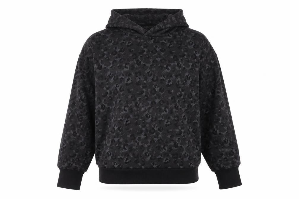 Front view of Next Active Women's Black Animal Print Pullover Hoodie, size S