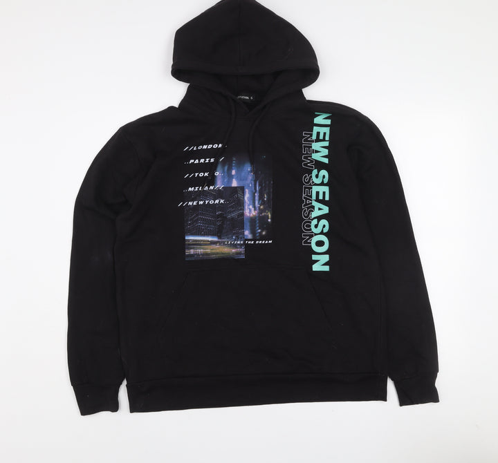 PrettyLittleThing Womens Black S Pullover Hoodie Graphic Print Sweatshirt