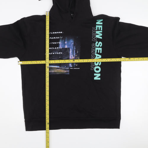 PrettyLittleThing Womens Black S Pullover Hoodie Graphic Print Sweatshirt