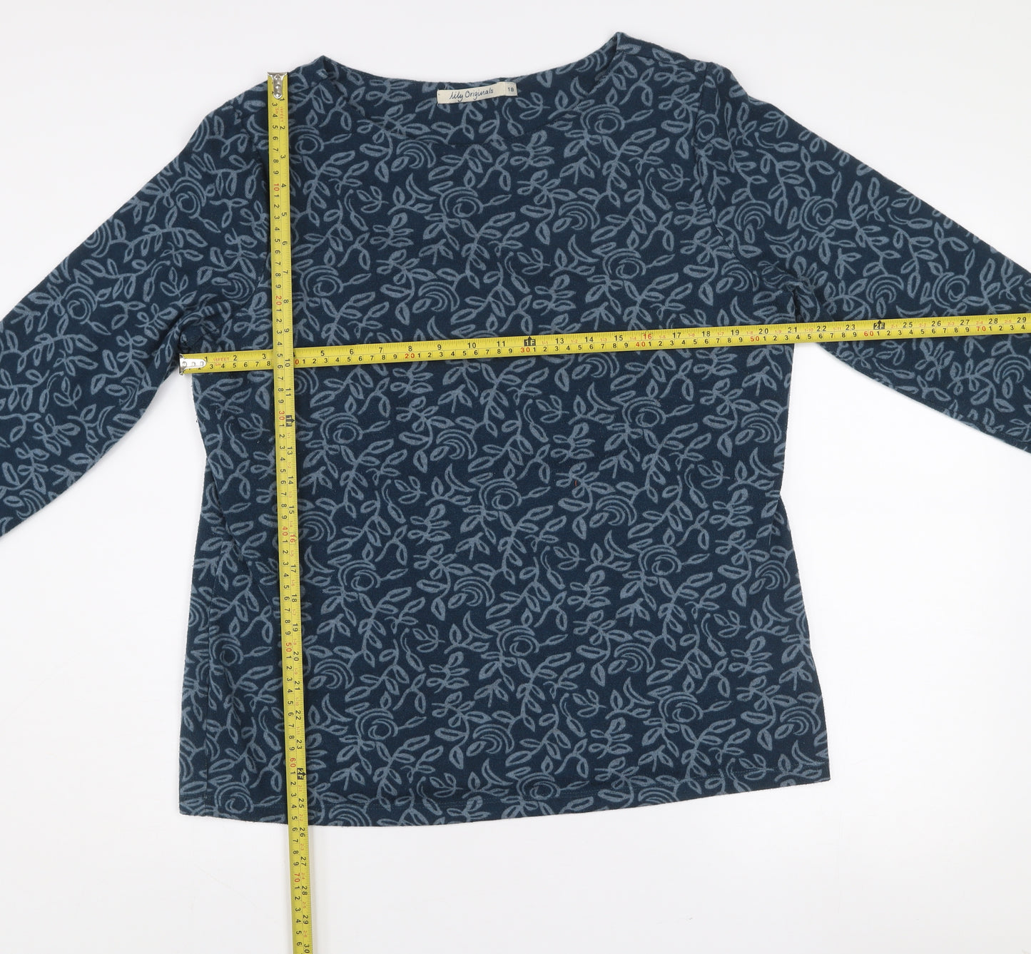 Lily Originals Womens Blue Floral Long Sleeve Pullover Jumper Size 18
