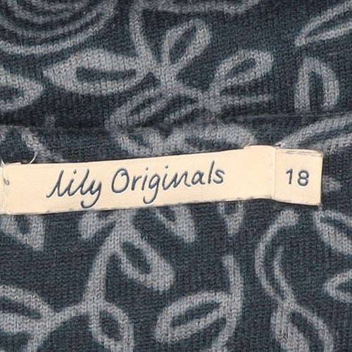 Lily Originals Womens Blue Floral Long Sleeve Pullover Jumper Size 18
