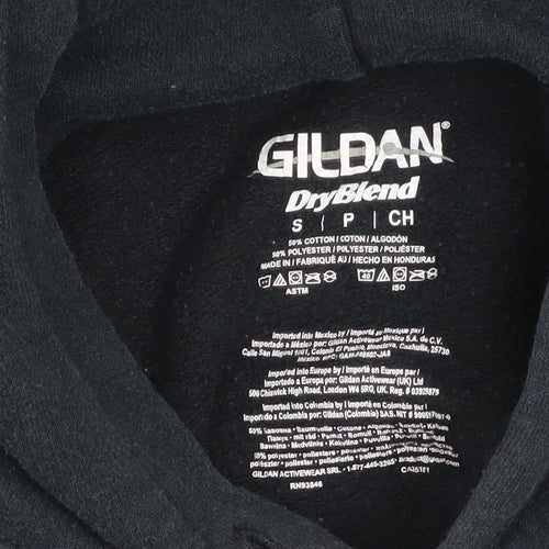 Gildan Women's Black Pullover Hoodie Small Bee Print Cotton Blend