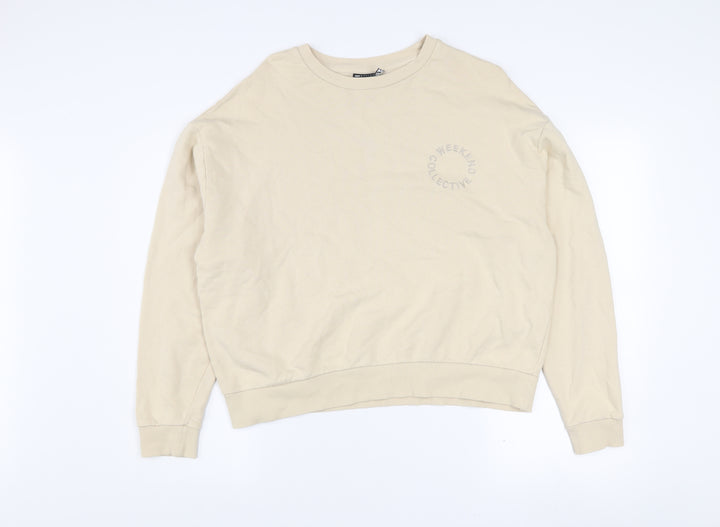 ASOS Design Women Beige Cotton Sweatshirt UK 8 Crew Neck Weekend Collective