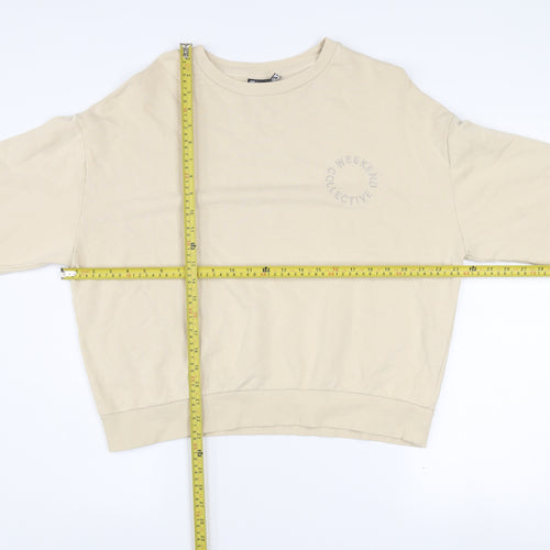 ASOS Design Women Beige Cotton Sweatshirt UK 8 Crew Neck Weekend Collective