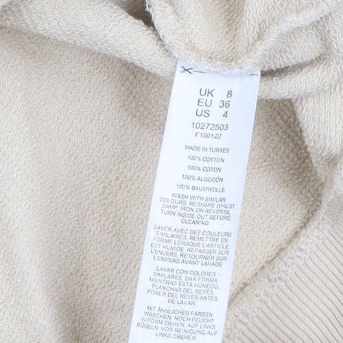 ASOS Design Women Beige Cotton Sweatshirt UK 8 Crew Neck Weekend Collective