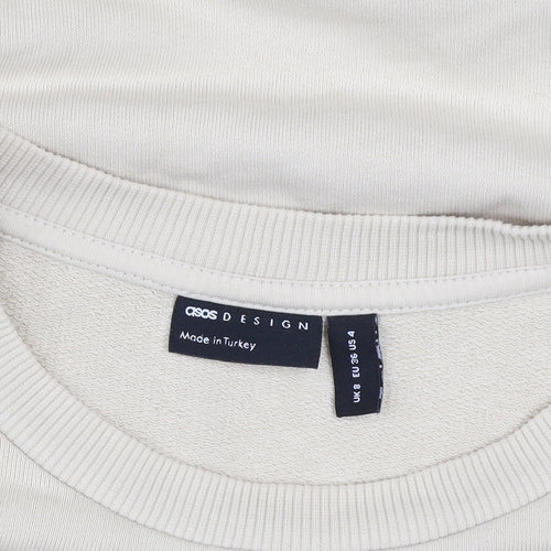 ASOS Design Women Beige Cotton Sweatshirt UK 8 Crew Neck Weekend Collective