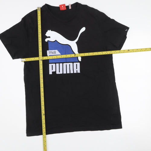 Puma Men's Black Graphic Logo Cotton T-Shirt Size L