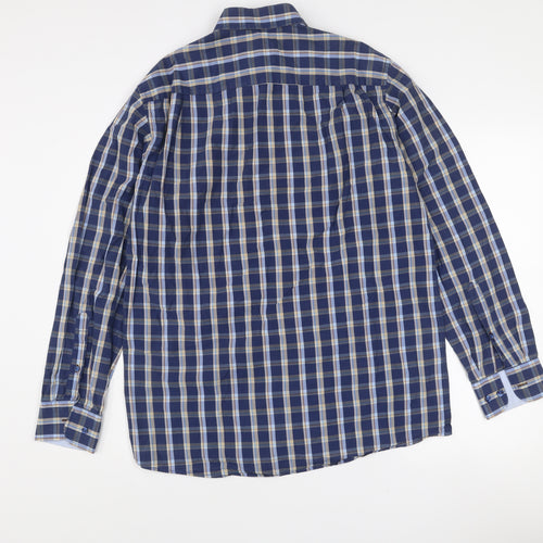 Casa Moda Men’s Blue Check Long Sleeve Classic Fit Dress Shirt Size M 39/40