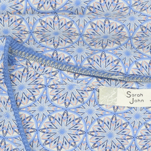 Sarah John Women's Blue Geometric Long Sleeve Viscose Blouse Size M