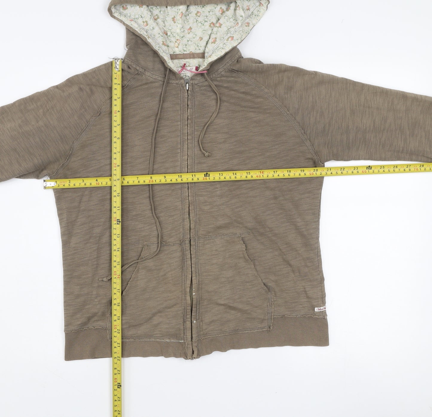 White Stuff Women’s Brown Cotton Hooded Zip Jacket Size 14