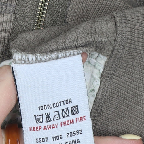 White Stuff Women’s Brown Cotton Hooded Zip Jacket Size 14