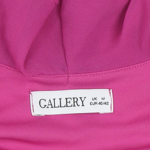 Gallery Women's Pink Ruffle V-Neck Sleeveless Chiffon Blouse M