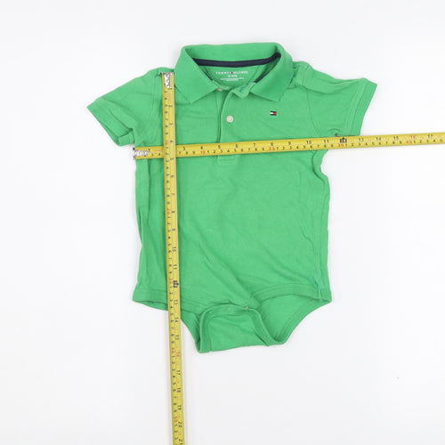 Tommy Hilfiger Boys Green Cotton Collared Short Sleeve Babygrow 18 Months